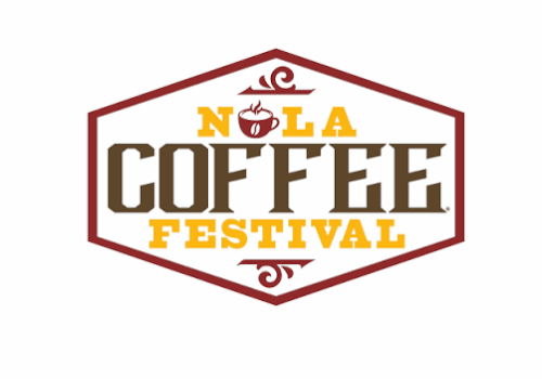 A logo reading &ldquo;NOLA Coffee Festival&rdquo; with a coffee cup icon in the center and a decorative badge border.